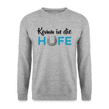 Komm in die Hufe - Unisex Pullover - Weißgrau meliert - Vorne - Alina (178cm) & Michal (187cm)