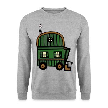 Trailer Hut House Loisirs Camping Living - Sweat-shirt Unisexe - gris chiné - Devant - Alina (178cm) & Michal (187cm)