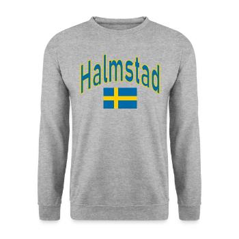 Halmstad Drapeau suédois - Sweat-shirt Unisexe - gris chiné - Devant - Alina (178cm) & Michal (187cm)