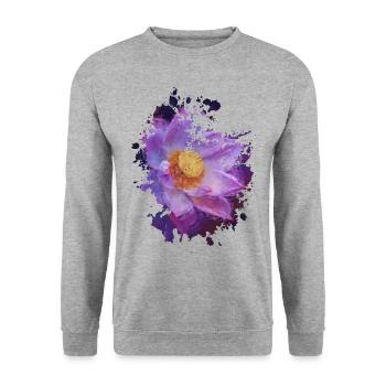 Blume - Unisex Pullover - Weißgrau meliert - Vorne - Alina (178cm) & Michal (187cm)