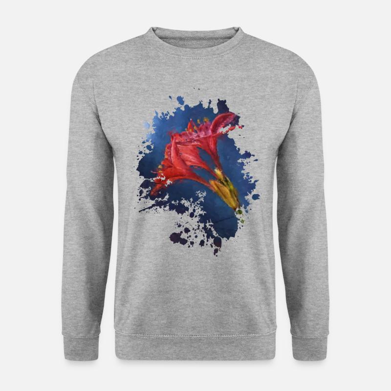 Blume - Unisex Pullover - Weißgrau meliert