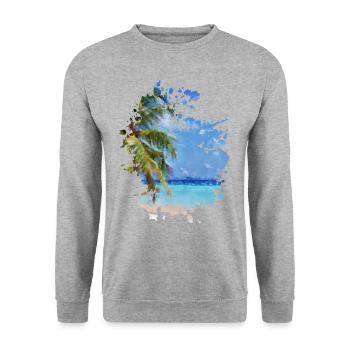 Strand - Unisex Pullover - Weißgrau meliert - Vorne - Alina (178cm) & Michal (187cm)