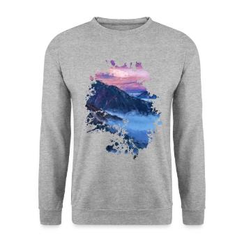 Landschaft - Unisex Pullover - Weißgrau meliert - Vorne - Alina (178cm) & Michal (187cm)