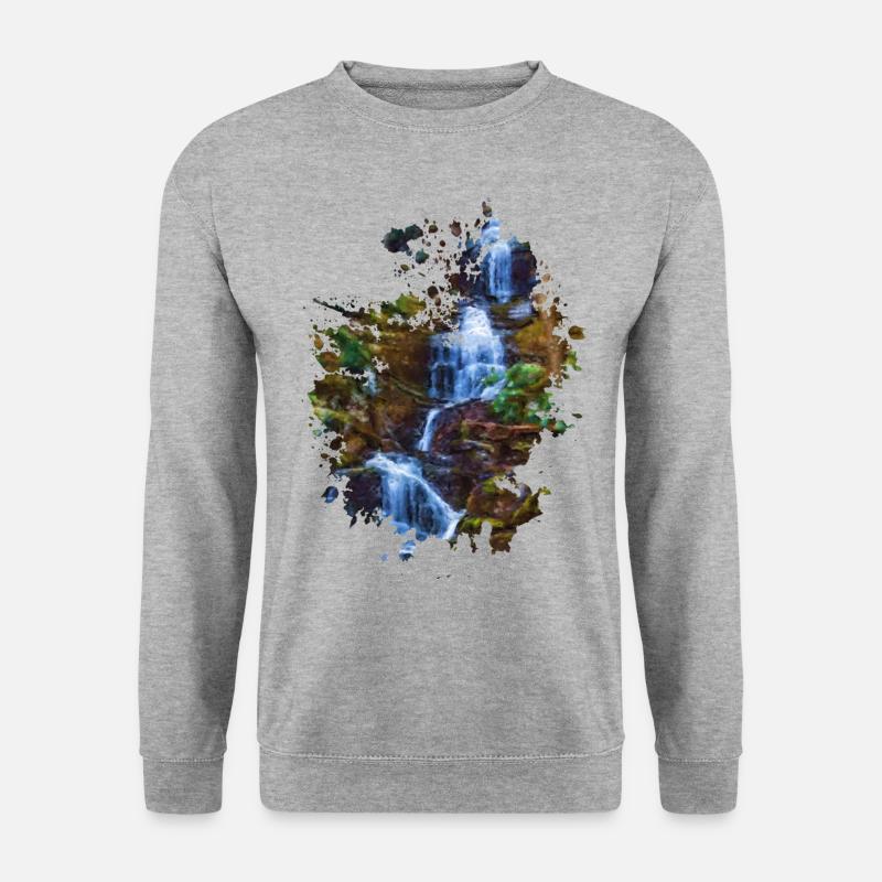 Wasserfälle - Unisex Pullover - Weißgrau meliert