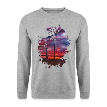 Brücke - Unisex Pullover - Weißgrau meliert - Vorne - Alina (178cm) & Michal (187cm)