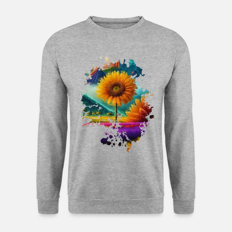 Sonnenblume - Unisex Pullover - Weißgrau meliert