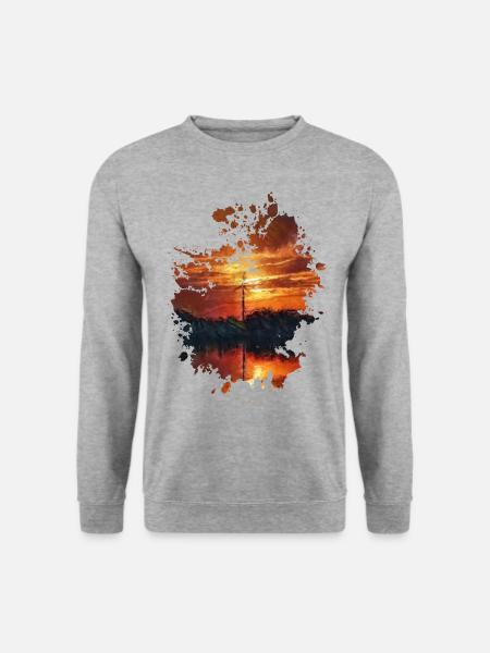 Sonnenuntergang - Unisex Pullover - Weißgrau meliert