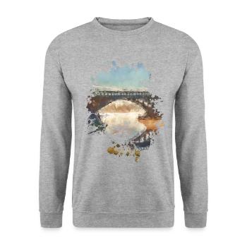 Brücke - Unisex Pullover - Weißgrau meliert - Vorne - Alina (178cm) & Michal (187cm)