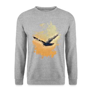 Vogel - Unisex Pullover - Weißgrau meliert - Vorne - Alina (178cm) & Michal (187cm)