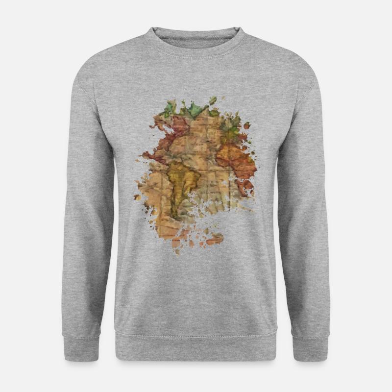 Landkarte - Unisex Pullover - Weißgrau meliert