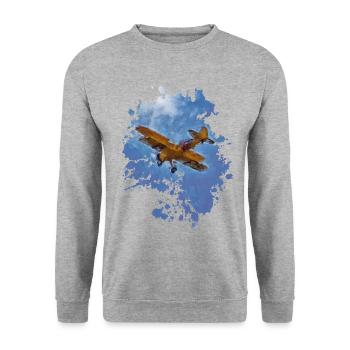 Flugzeug - Unisex Pullover - Weißgrau meliert - Vorne - Alina (178cm) & Michal (187cm)