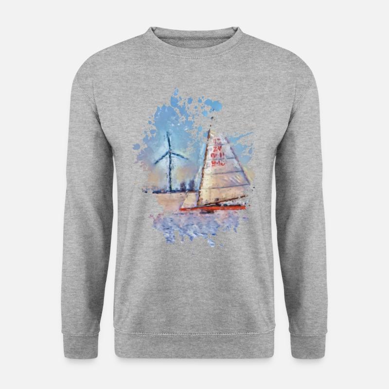 Segelboot - Unisex Pullover - Weißgrau meliert