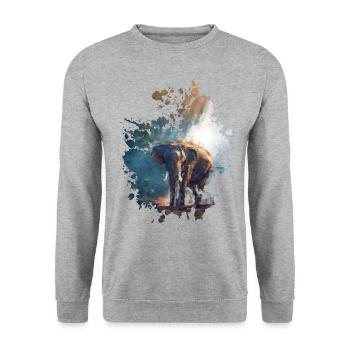 Elefant - Unisex Pullover - Weißgrau meliert - Vorne - Alina (178cm) & Michal (187cm)