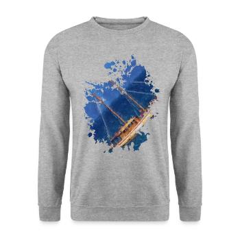 Schiff - Unisex Pullover - Weißgrau meliert - Vorne - Alina (178cm) & Michal (187cm)
