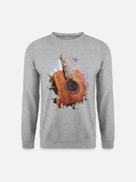 Gitarre - Unisex Pullover - Weißgrau meliert