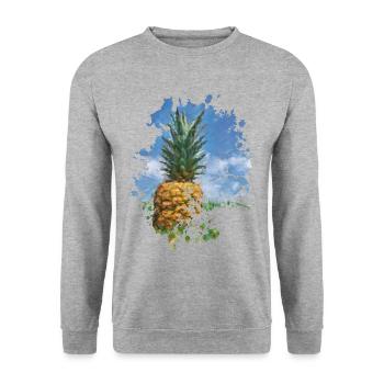 Ananas - Unisex Pullover - Weißgrau meliert - Vorne - Alina (178cm) & Michal (187cm)