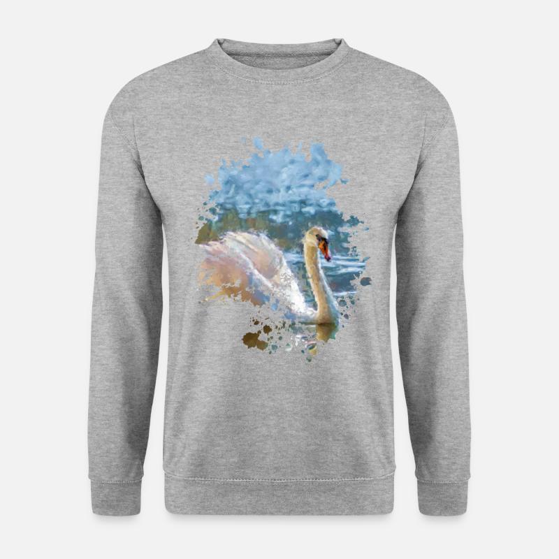 Schwan - Unisex Pullover - Weißgrau meliert