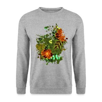 Flower Smash - Unisex Pullover - Weißgrau meliert - Vorne - Alina (178cm) & Michal (187cm)