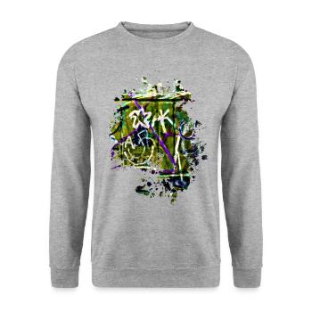 Graffiti - Unisex Pullover - Weißgrau meliert - Vorne - Alina (178cm) & Michal (187cm)