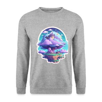 Sky-High Whimsy: Îles flottantes - Sweat-shirt Unisexe - gris chiné - Devant - Alina (178cm) & Michal (187cm)