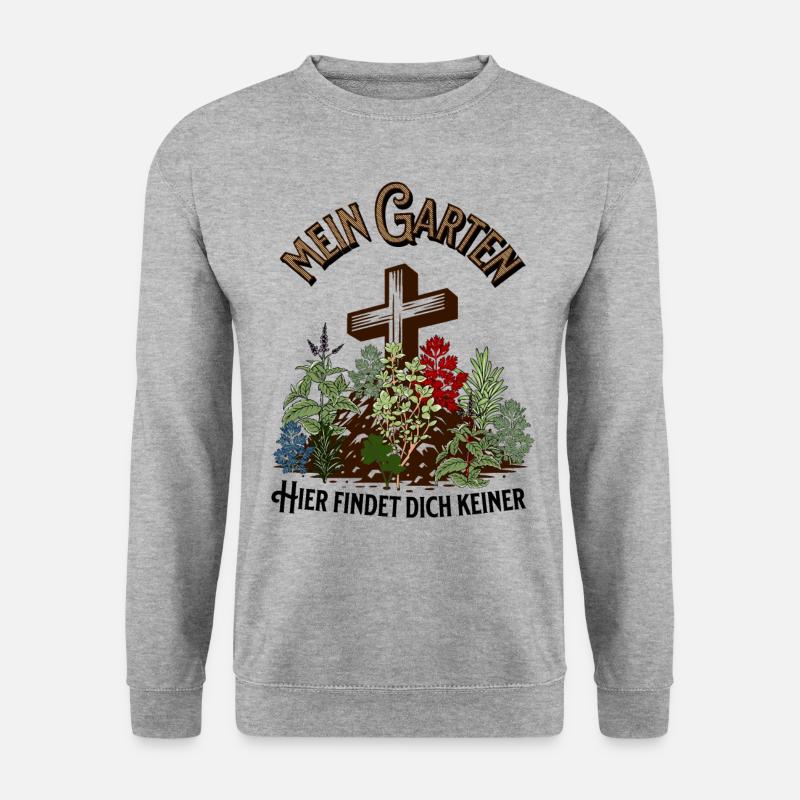 Garten lustiger Spruch schwarzer Humor Gärtner - Unisex Pullover - Weißgrau meliert
