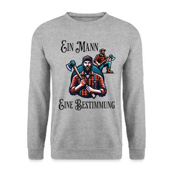 Holzfäller Lustiger Spruch Mann Axt Holz Machen - Unisex Pullover - Weißgrau meliert - Vorne - Alina (178cm) & Michal (187cm)