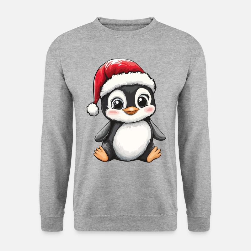 Pinguin Weihnachten Süß Niedlich Weihnachtlich - Unisex Pullover - Weißgrau meliert