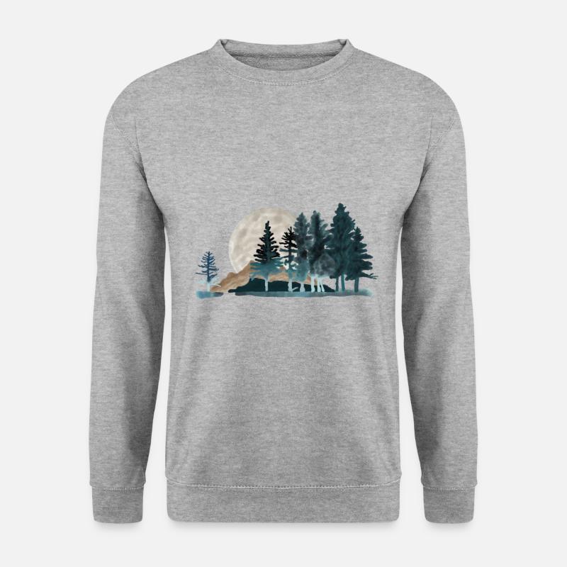 Aquarell Landschaft Berge - Unisex Pullover - Weißgrau meliert