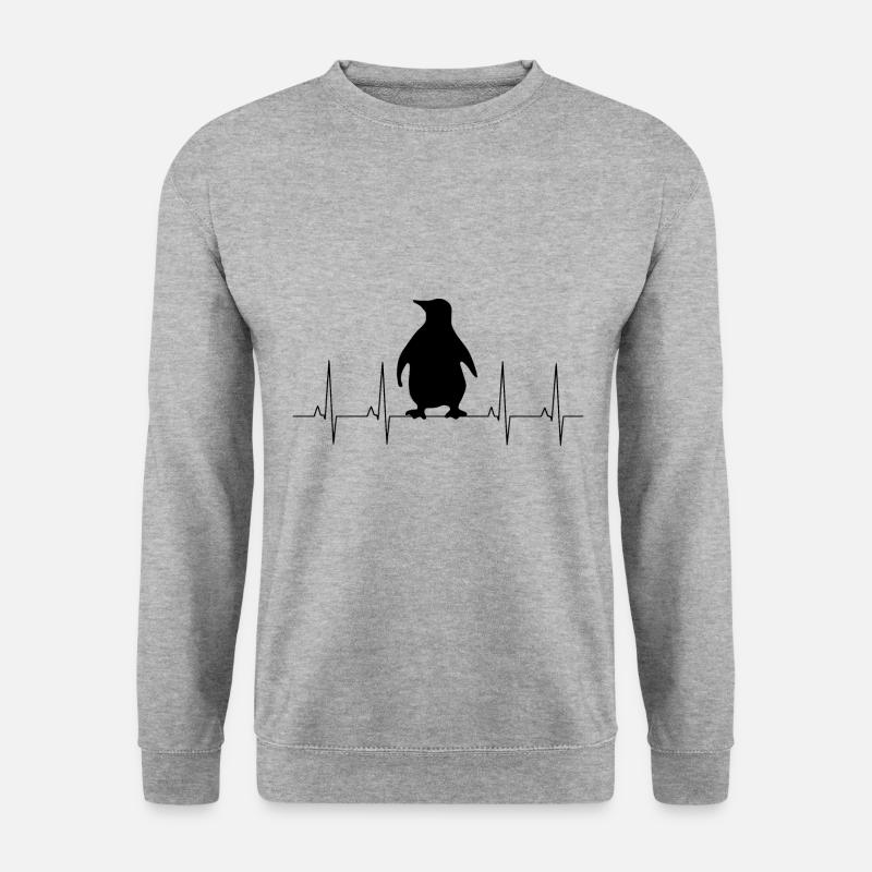 Ich liebe Pinguine! Geschenk, Pinguin, süß - Unisex Pullover - Weißgrau meliert