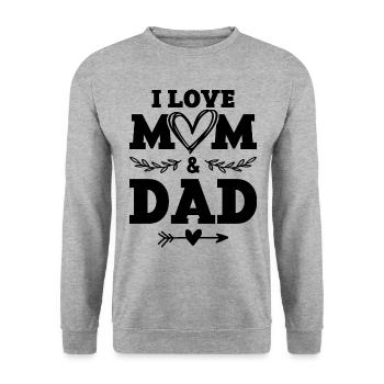 Ich liebe mama und papa - Unisex Pullover - Weißgrau meliert - Vorne - Alina (178cm) & Michal (187cm)