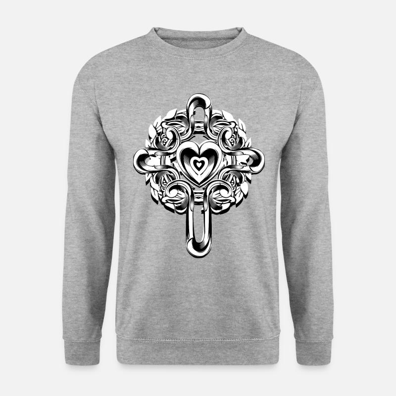 Jesus Christus - Jesus Kreuz Liebe - Unisex Pullover - Weißgrau meliert