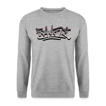 Frankfurt Graffiti Shirt Style streetart urban cul - Unisex Pullover - Weißgrau meliert - Vorne - Alina (178cm) & Michal (187cm)