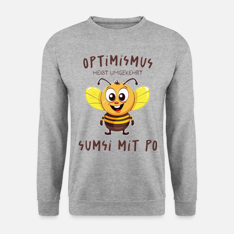 Optimismus = Sumsi mit Po - dunkel - Unisex Pullover - Weißgrau meliert