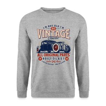1965 Vintage Geburtstag Retro Auto Geschenk - Unisex Pullover - Weißgrau meliert - Vorne - Alina (178cm) & Michal (187cm)