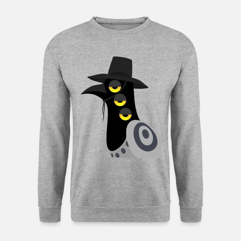 Dämonischer Vogel skeptisch - Unisex Pullover - Weißgrau meliert