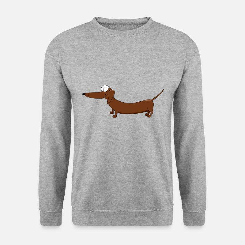 Lustiger Dackel Comic Zeichnung - Unisex Pullover - Weißgrau meliert