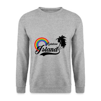 Rainbow Island LGBT Gay Pride Regenbogen Insel - Unisex Pullover - Weißgrau meliert - Vorne - Alina (178cm) & Michal (187cm)