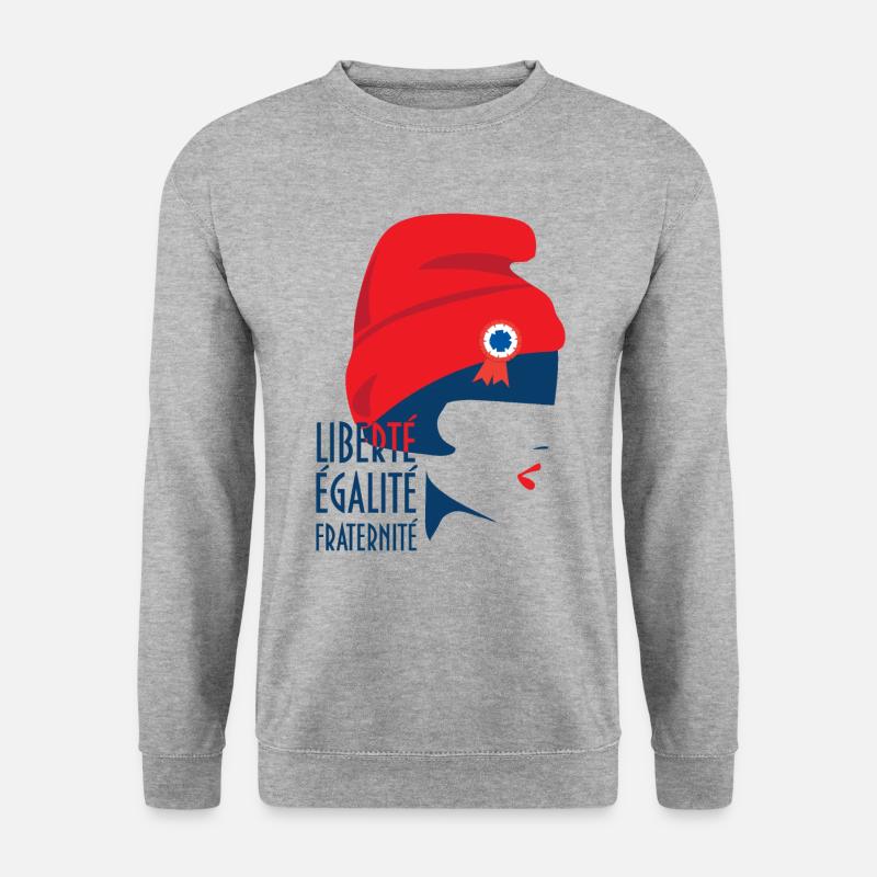Liberty Equality Brüderlichkeitst-shirt. - Unisex Pullover - Weißgrau meliert
