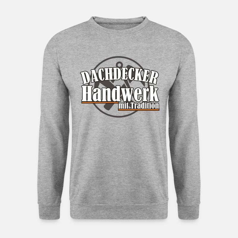 Dachdecker/ Handwerk mit Tradition - Unisex Pullover - Weißgrau meliert