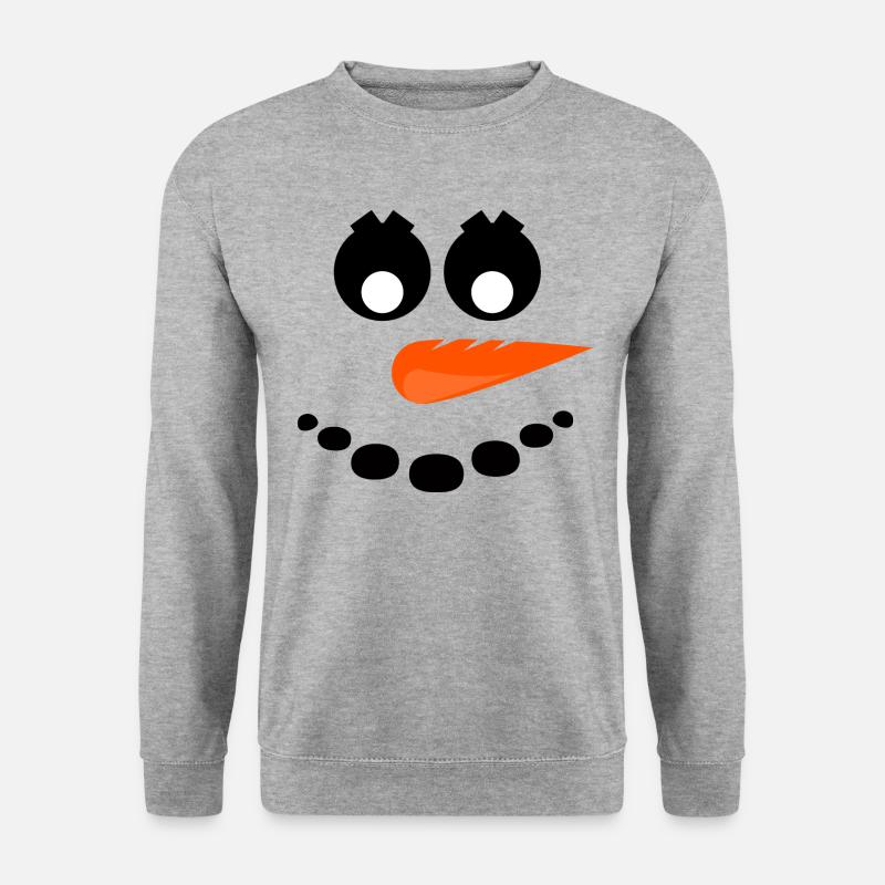 Schneemanngesicht mit Kulleraugen und Möhrennase - Unisex Pullover - Weißgrau meliert