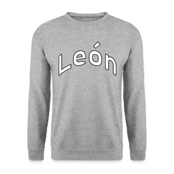 León - Unisex Pullover - Weißgrau meliert - Vorne - Alina (178cm) & Michal (187cm)