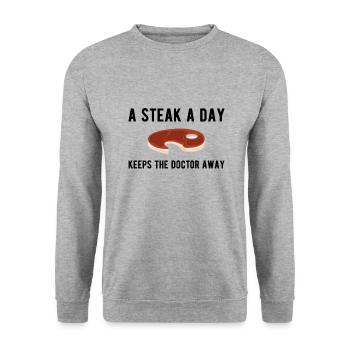 A Steak A Day Carnivore Diet Anti-Vegan - Unisex Sweatshirt - salt & pepper - Front - Alina (178cm) & Michal (187cm)