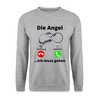 Angeln, Fischen, Fischer, Meer, Fisch, Geschenk - Unisex Pullover - Weißgrau meliert - Vorne - Alina (178cm) & Michal (187cm)