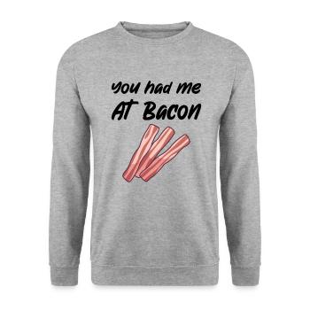 BACON: Tu m'as eu à Bacon - Sweat-shirt Unisexe - gris chiné - Devant - Alina (178cm) & Michal (187cm)