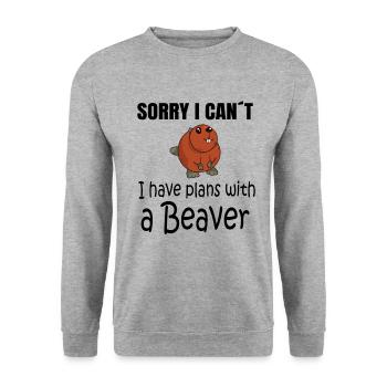 BEAVER: Plans with a Beaver - Unisex Pullover - Weißgrau meliert - Vorne - Alina (178cm) & Michal (187cm)