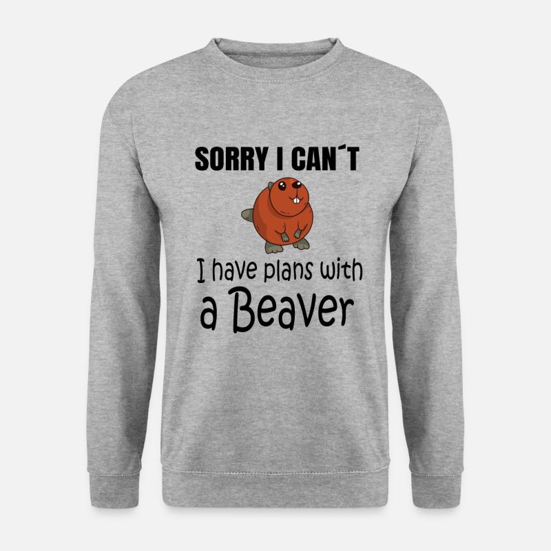 BEAVER: Plans with a Beaver - Unisex Pullover - Weißgrau meliert