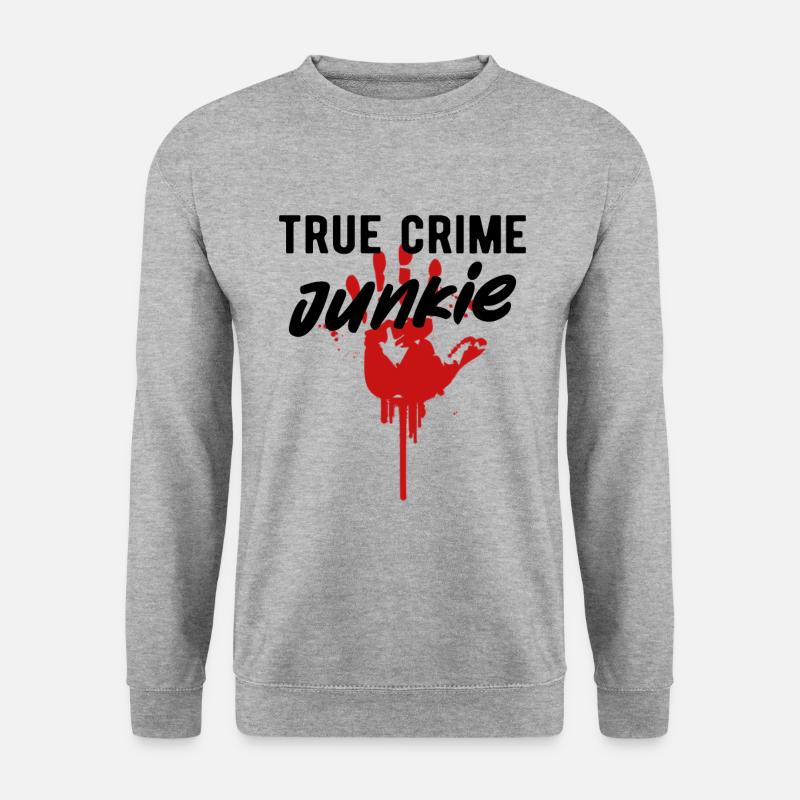TRUE CRIME: True Crime Junkie - Unisex Pullover - Weißgrau meliert