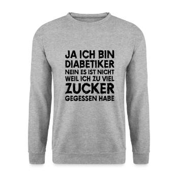 DIABETES: ja ich bin Diabetiker - Unisex Pullover - Weißgrau meliert - Vorne - Alina (178cm) & Michal (187cm)