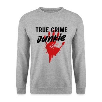 TRUE CRIME: True Crime Junkie - Unisex Sweatshirt - salt & pepper - Front - Alina (178cm) & Michal (187cm)
