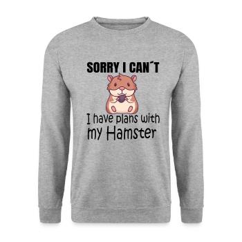 Hamster Sorry I can't I have plans with my hamster - Unisex Sweatshirt - salt & pepper - Front - Alina (178cm) & Michal (187cm)